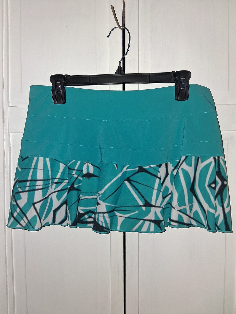Nike Dri-Fit Teal Patterned Ruffle Tennis Skirt